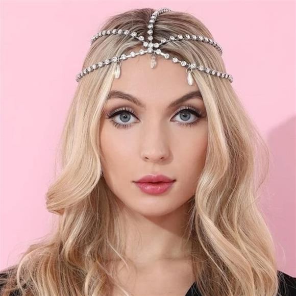 Asphire Sparking Rhinestone Forehead Chain Crystal Teardrop Tassel